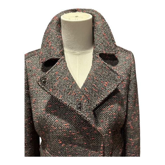 J. Crew Tweed Cropped Moto Jacket Blazer Black White Orange Asymmetric size 4 - Picture 3 of 16